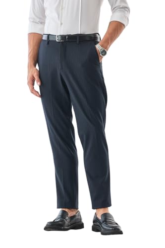 Image of SNITCH Men Formal Trousers | Tailored Pleated Design with Regular Fit & Smooth Texture | Premium Polyester Blend for Office, Meetings & Special Occasions
