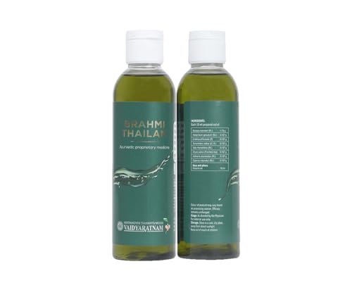 Image of Brahmi Thailam 200 ML | Ayurvedic Hair Oil for Stress Relief, Mental Clarity & Hair Nourishment | Herbal Scalp Therapy for Growth & Relaxation | Authentic Formula by VAIDYARATNAM