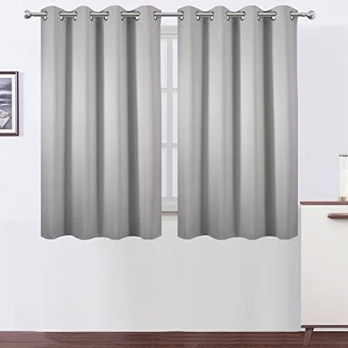 Image of LEMOMO Blackout Curtains 52 x 45 inch /Light Grey Curtains Set of 2 Panels /Thermal Insulated Room Darkening Bedroom Curtains