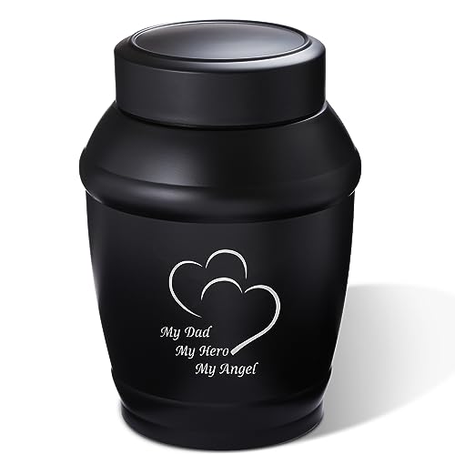 Image of 5.7 inch Medium Cremation Urns for Human Ashes Adult Male Dad Men,Black Heart Urns for Human Ashes