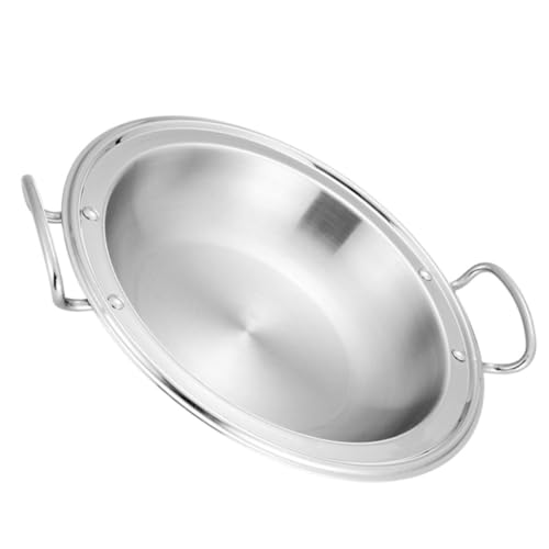 SUPVOX 1 Pc Estufa De Alcohol Pequeña Olla Caliente Sartén Verde Freír Plato Cocinando Cesta Tostador Sartén Para Cocinar Cacerola Parrilla Sartén Grande Wok Acero Inoxidable 304 Silver
