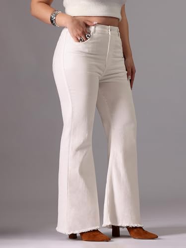 Image of Miss Chase A+ Women's Wide-Leg High-Rise Regular-Length Stretchable Cargo Denim Jeans