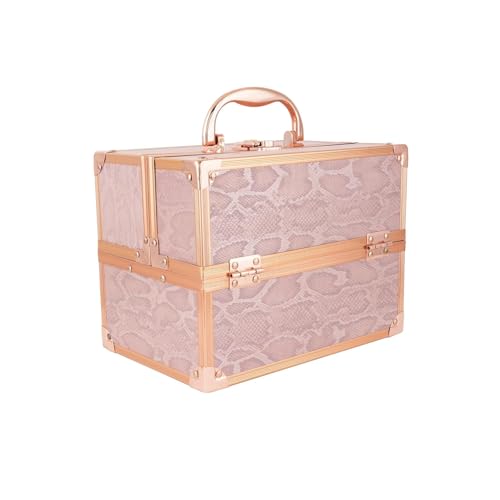 Image of Vanity Box for Women Makeup Organizer Box Clip-and-Go Makeup Bag with Elegant Closure Professional Travel Makeup Case Portable Artist Cosmetic Brush Organizer Storage Bag |(Rose Gold)