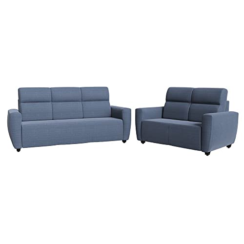 Image of Wakefit 3+2 Seater Sofa Set, Omega Blue, Wooden Sofa, 3 Year Warranty