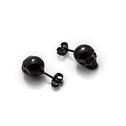 Xusamss Punk Jewelry Stainless Steel Skull Head Stud Earrings3