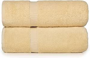 Cleanup Towels, Jumbo Bath Sheets, Pack of 02, 100cm x 180cm, 100% Ring Spun Cotton, Premium Terry Cotton Highly Absorbent, Hotel & Spa Quality Towels, Extra Large Towels for Bathroom.. Beige