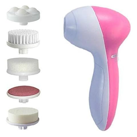 Facial Cleansing Brush 5 in 1 Portable Electric Facial Massager,Massaging, Removing Blackhead Facial Pore Cleaner with 5 Brush Heads for Acne, Blackheads and Dead Skin Cover