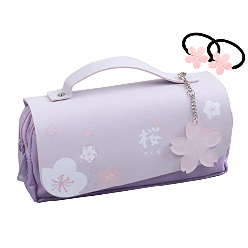 Image of Kawaii Cherry Blossom Pencil Bag Pink Sweet Pencil Case Large Capacity Stationery Pouch School Supplies Makeup Bag