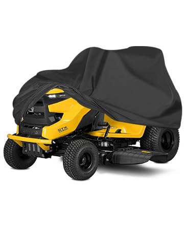 OWEEIO Lawn Mower Cover, Heavy Duty 600D Oxford, Waterproof Outdoor, Weather Resistant, Rip-Proof, Anti-UV, Raing-proof, Sun Block, Heatresistant with 1 Windproof Strap, 1 Storage Bag (Riding)