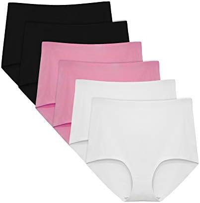 FallSweet No Show High Waist Briefs Underwear for Women Seamless Panties,Pack of 6 (Black2White2RR2, M)