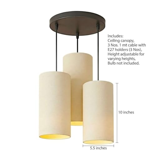 Image of 3 Set Hanging Cluster Light - Pendant Lamps in Cylindrical Shape for Living Rooms /Bed Rooms (Off White)