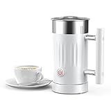 Electric milk frother, magnetic milk frother steamer cappuccino, latte hot chocolate, 5 in 1 automatic milk frother stylish design, non-stick coating (150ml / 300ml), White, 8.91x6.62x5.15 (MF-920WT)