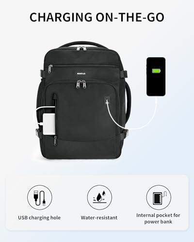 ECOHUB Travel Backpack for Men, 30L Carry on Luggage Backpack, Flight Approved Bag 15.6" Laptop Backpack, Water Resistant Personal Item Travel Bag Airplane with 14 Pockets, Black image 7