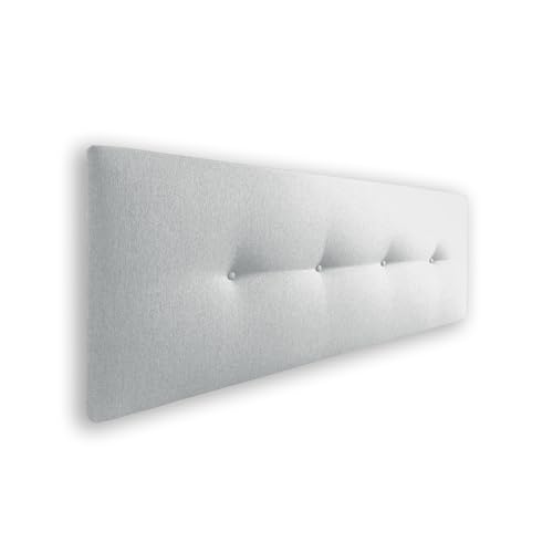 Silcar Home - Cabecero de Cama Tapizado en Tela con Hilera de Botones, Modelo Silvi (Blanco, 150 cm)...
