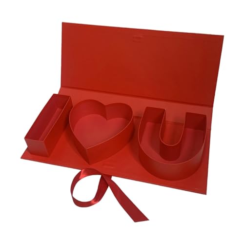 MERIGLARE Letras Rellenables para Decoración Del Día de La Madre, Caja de Regalo Decorativa con Forma de Flor Vacía, para Chocolate, Celebraciones Y Recuerdos D, Rojo, tal como se describe