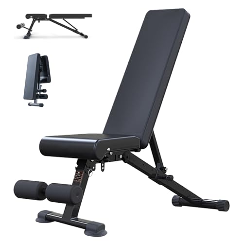 Adjustable Weight Bench, Foldable Workout Exercise Bench with Automatic Lock for Upright Incline Decline and Flat Full Body Exercise, Black by Generic - Used condition - US$94.30