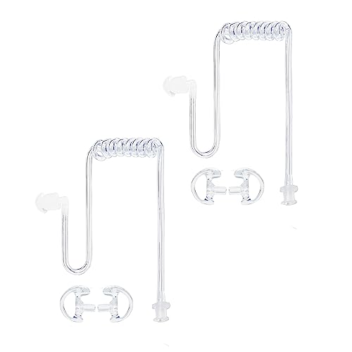 HYSHIKRA Replacment Covert Acoustic Air Coil Audio Tube with Earbuds Ear Molds Compatible for Motorola Baofeng Kenwood Walkie Talkie Transparent Air Tube Earpiece Headset