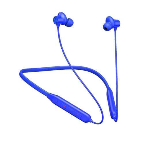 Image of Bluetooth Wireless Neckband Earphones, Silicone, Magnetic Closure, Multi-Device Support,T60 Bullet Bluetooth (Blue)
