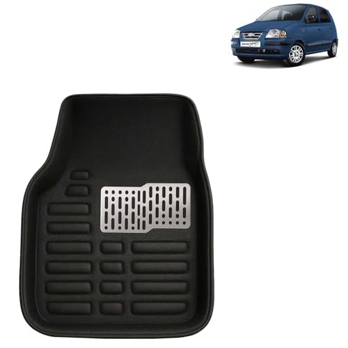 Image of Kingsway Accessories Premium 4D Car Floor Mats Only Compatible with Hyundai Santro Xing Year 2003 to 2018 All Model, Set of 3 Pcs, 100% Waterproof Tray Shape PVC 4D Car Foot Mats, Black