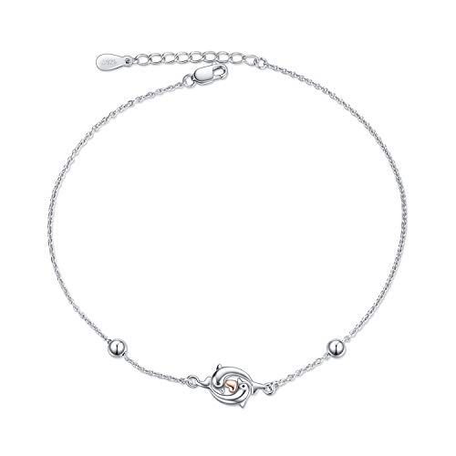 Winnicaca Sterling Silver Dolphin Anklets For Women Dolphins Jewelry Dolphin Gifts Animal Ankle Bracelets For Women Teens Dolphin Gifts 8+2Inch #TOP12