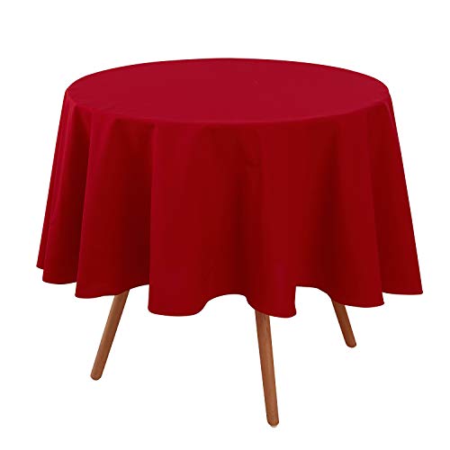Deconovo Mantel para Mesa Redondo de Cocina 140 cm Rojo