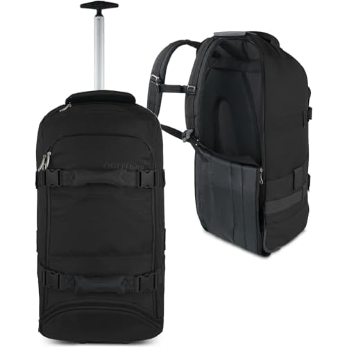 normani Reisetasche Trolley mit Rucksackfunktion 90 Liter - Backpacker mit Frontloader praktischer Reisetrolley und Rucksack in Einem mit 7 Fächern Schwarz 90 Liter