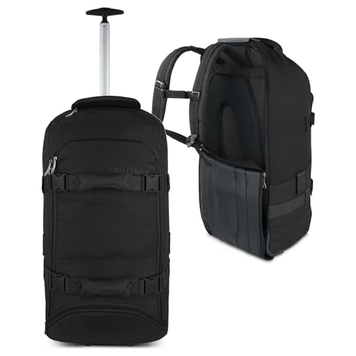 normani Reisetasche Trolley mit Rucksackfunktion 90 Liter - Backpacker mit Frontloader praktischer Reisetrolley und Rucksack in Einem mit 7 Fächern Schwarz 90 Liter