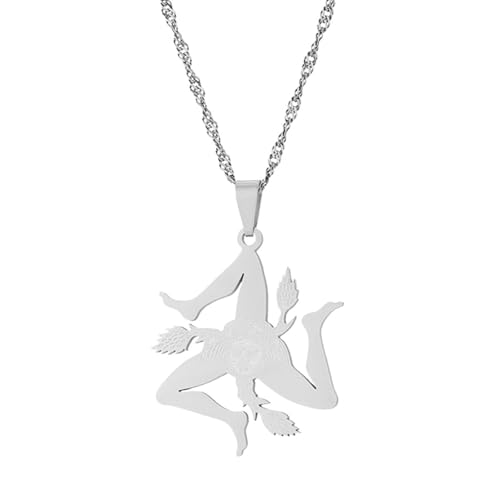 Sicily Italy Cities Flag Pendant Necklaces Silver Color Gold Color Italian Sicilia Jewelry Couple fashionable high-end accessories (Model 2)