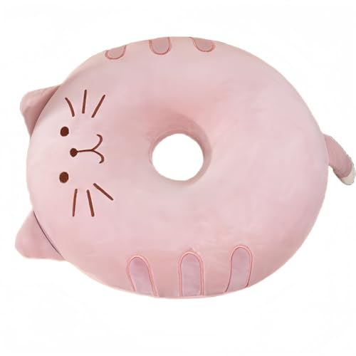 Pakabi円座クッション ドーナツ型 座布団 腰当 猫 ねこちゃん 癒し系のクッション ミミとしっぽが可愛い顔型 シートクッション チェアパッド 椅子用 丸型 座布団 丸椅子 かわいい 可愛い ッション 柔らか モチフワ 腰痛 ドーナツ枕 ぬいぐるみ 抱