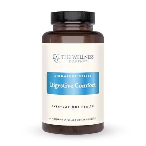 The Wellness Company Digestive Comfort – Bloat & Gas Relief, Anti-Heart Burn, IBS, Fast Acting, Gut Health – 5 Enzymes, Peppermint & Ginger Root | 60ct (1 Month Supply)