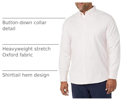 Amazon Essentials Men's Oxford Shirt, Slim-Fit Stretch, Long-Sleeve, Button Up, Pale Pink, X-Large - image 4