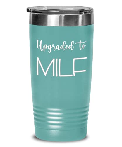 New Mom Tumbler Upgraded to MILF Funny Baby Shower Idea for Soon to be Mother Expecting Mama Mothers Day Idea for First Time Mum 20 or 30oz Hot Cold C