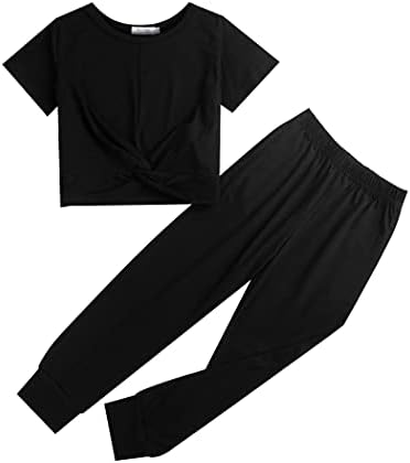 Arshiner Girls Clothing Sets Tie Dye Twist Front Tops & Sweatpants Outfits Sportwear Sweatsuits Tracksuits 4-13 Year