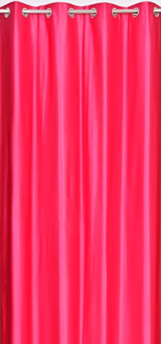 Image of Eyelet Polyester Modern Solid Crush Set of 3 Pcs. Long Door Curtains (8 Feet, 2 Rani Pink + 1 White)