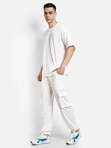 Image of Kraasa Summer Cotton Co-ord Set, Tshirt and Pant Set, Regular Fit Plus Sizes Tracksuit for Men's