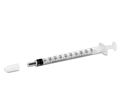 1ml syringe with cap 100 pack  oral dispenser without needle luer slip tip  sterile individually wrapped medicine dropper for infants pets and colostrum collector