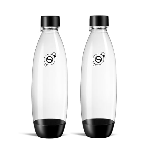 sodastream 1L Twin Pack Dishwasher Safe Slim Bottle (Black)