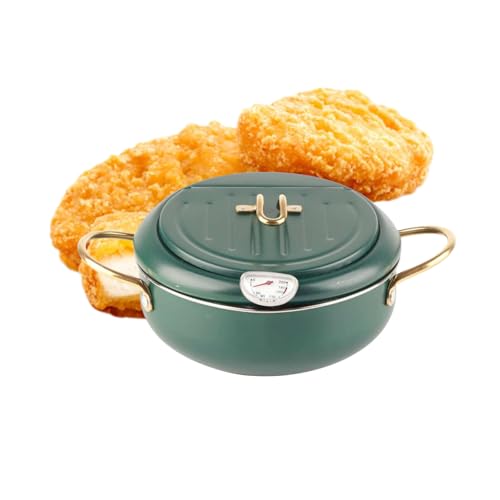 MOUMOUTEN Minifriteuse van roestvrij staal in Japanse stijl friteuse keuken visgarnalen minifriteuse met thermometer olieafdruiprek S 20 cm groen - Afbeelding 3