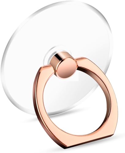 Image of KolorFish Transparent Phone Ring Stand Holder Mobile Phone Ring Holder Finger Grip 360 Degree Rotation (Rose Gold Round)