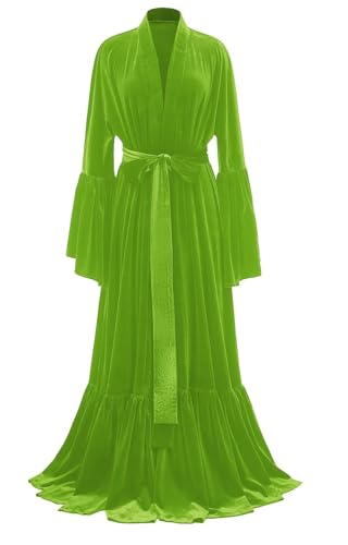 Velvet Bridal Robe Long Lingerie Bathgown Loose Nightgown Flare Sleeve Maternity Photoshoot Robe