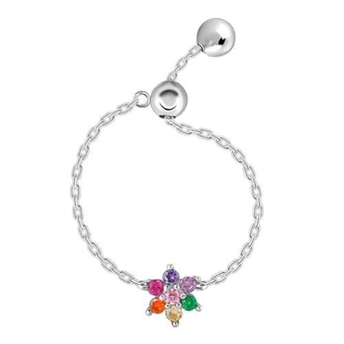 Image of GIVA 925 Silver All My Colours Chain Ring, Adjustable | Gifts for Women and Girls | With Certificate of Authenticity and 925 Stamp | 6 Months Warranty