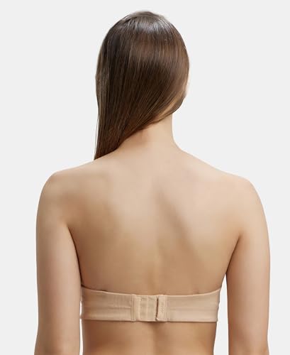 Image of Jockey FE52 Women's Under-Wired Padded Super Combed Cotton Elastane Stretch Full Coverage Multiway Styling Strapless Bra with Ultra-Grip Support Band