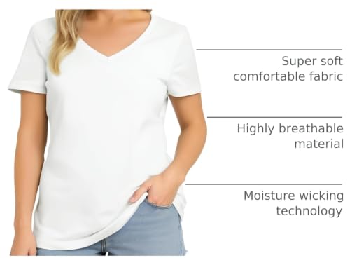 Image of V Neck T Shirts for Women, Athletic Short Sleeve Workout Top, UV Sun Protection, Quick Dry Moisture Wicking Shirts for Women