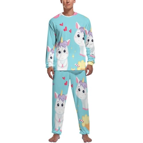 Pyjama homme licorne mignonne ensemble thermique contre le froid nocturne au lit
