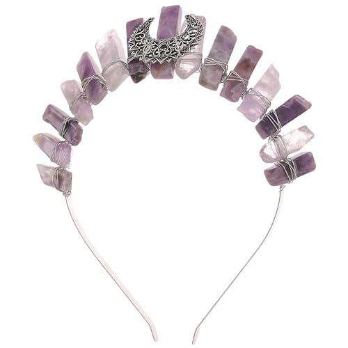 Diadema de bruja con corona de cristal y tiara de cuarzo para tocado renacentista
