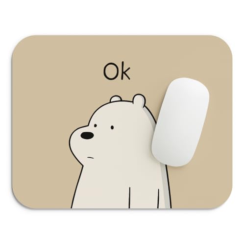 Image of Premium Cute Bear Mouse Pad - Stylish Printed Mousepad with Durable Non-Slip Rubber Base & Smooth Control Surface for Laptop, Desktop & Office Use (Ok Bear!!) (Ok Bear!!)