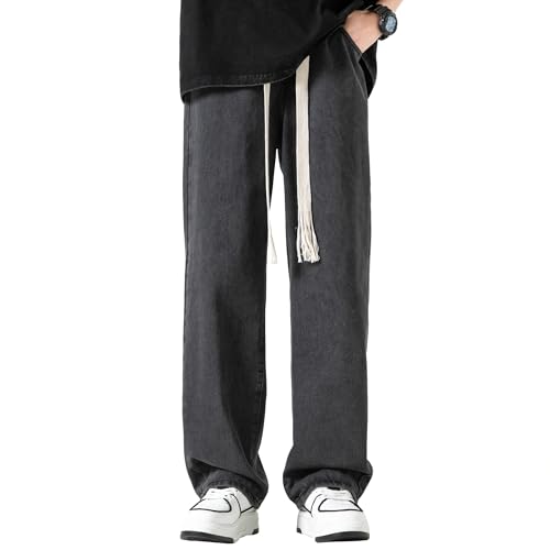 DOSLAVIDA Men's Straight Leg Jeans Relaxed Fit Baggy Jean Hip Hop Loose Fit Carpenter Denim Pants with Drawstring2