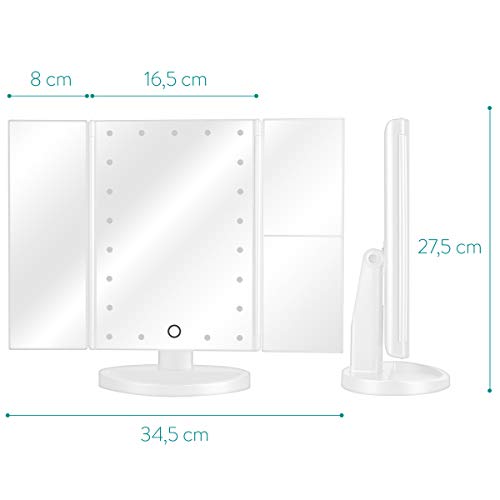 Navaris inklapbare spiegel met verlichting - Make-up spiegel met LED-lampjes en dimmer - 2+3 maal vergroting… - Afbeelding 7