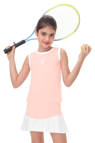 Remimi Girls Sport Tank Dress with Shorts Kids Sleeveless Golf Outfit Casual Exercise Activewear 6-7 Years Pink