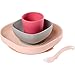 BÉABA - Set Pappa in Silicone, 4 Pezzi : Piatto + Scodella + Ciotola + Cucchiaino Svezzamento, Antiscivolo : con Ventosa, per Bambini e Neonato, Rosa